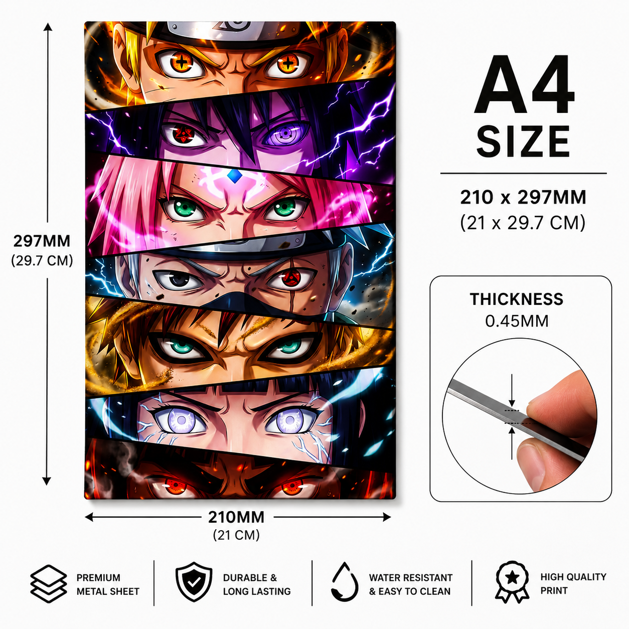 Anime Characters Eyes Poster for Room | Metal Wall Decor | HeatX India