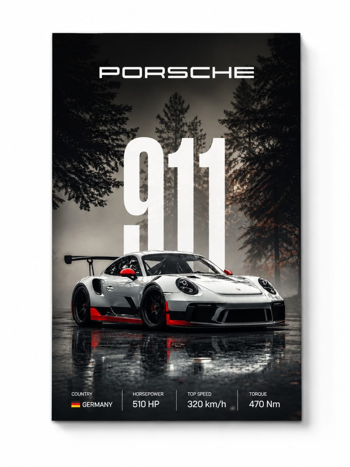 Porsche 911 GT3 RS Metal Wall Decor | A4 Supercar Poster | HeatX India