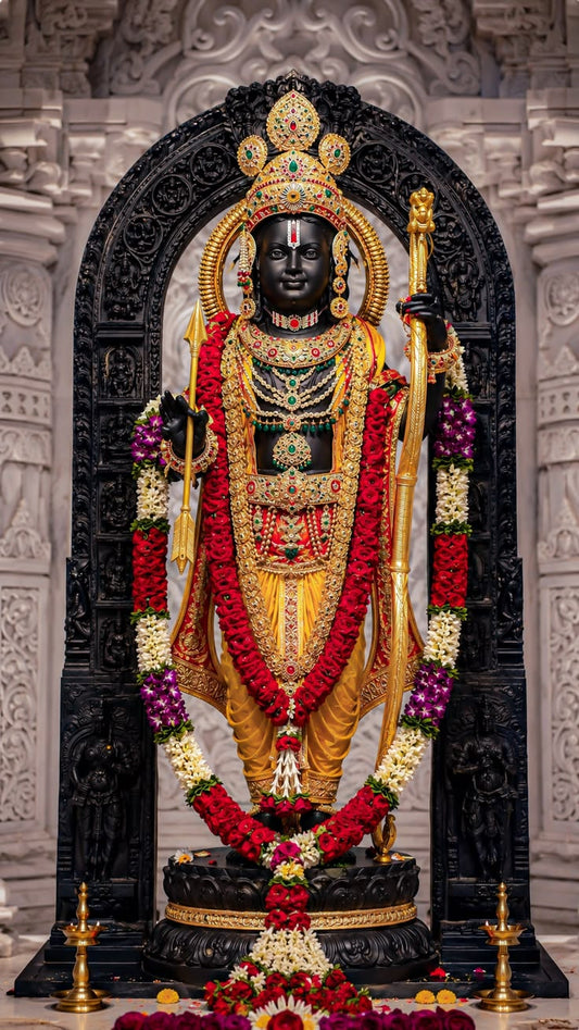 Premium Lord Ram Metal Photo Print A4 | Waterproof Hindu God Wall Decor | Temple Decoration | Glossy Metal Frame | HeatX India