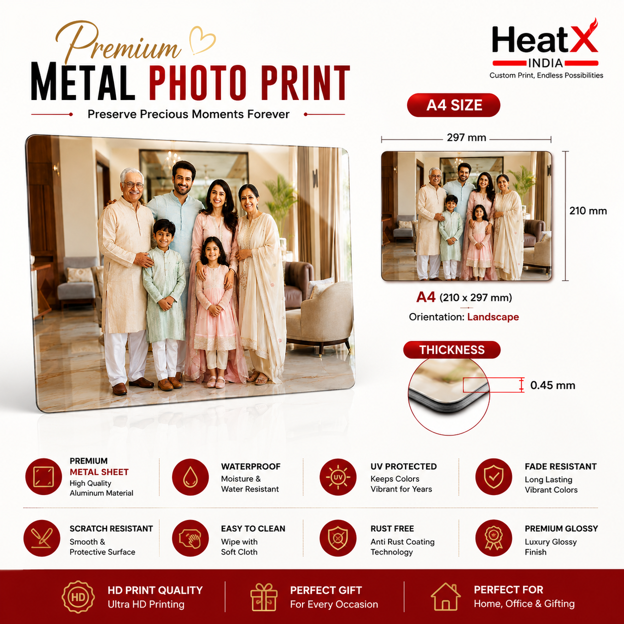 HeatXIndia Personalised Photo Frame | premium metal sheet, Waterproof, easy to hang