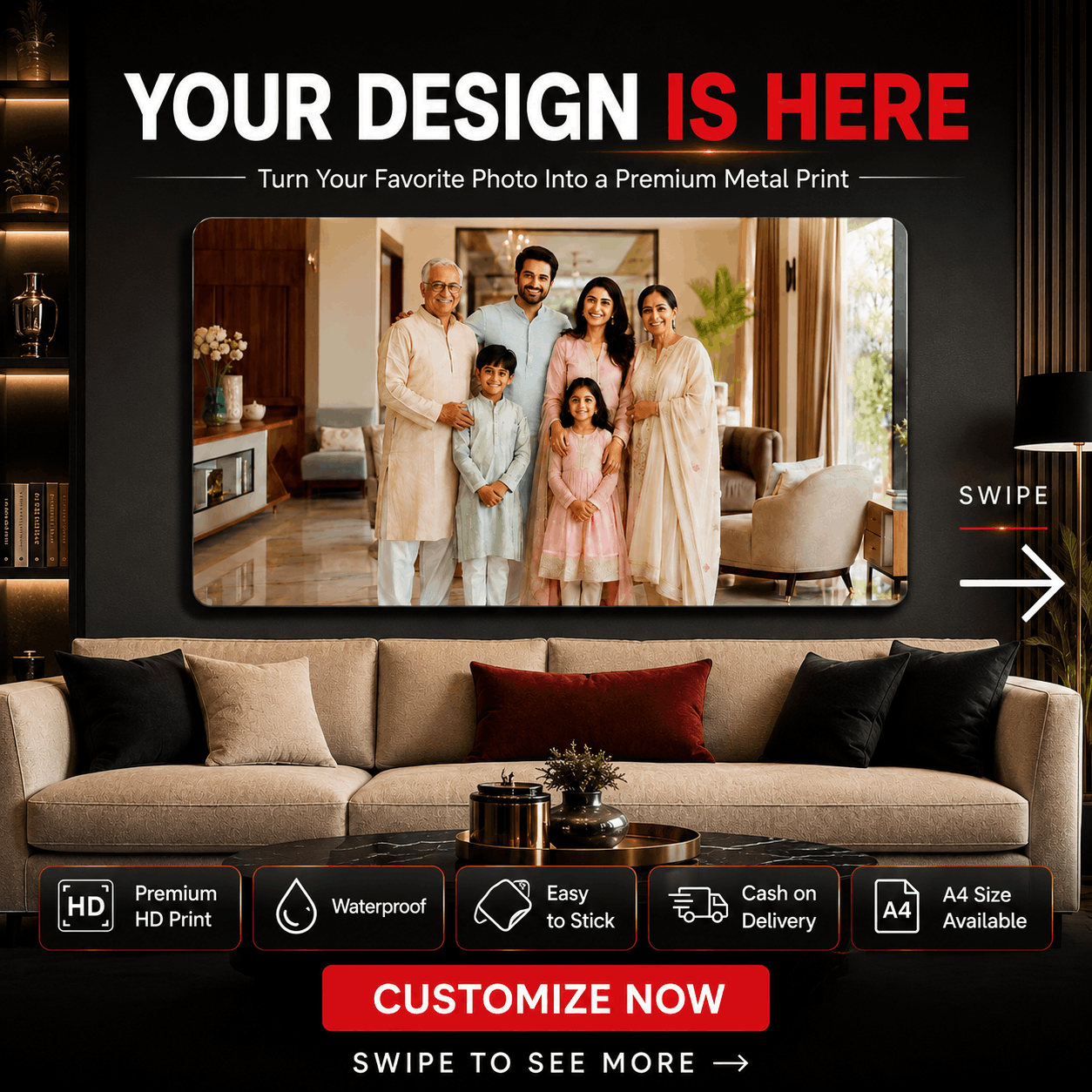 HeatXIndia Personalised Photo Frame | premium metal sheet, Waterproof, easy to hang