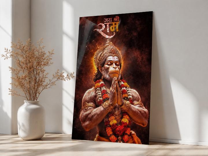 Jai Shri Ram Hanuman Metal Sheet Wall Decor – A4 Size