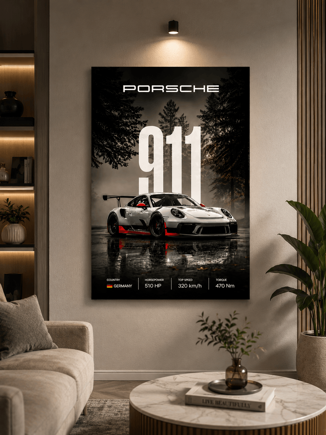 Porsche 911 GT3 RS Metal Wall Decor | A4 Supercar Poster | HeatX India