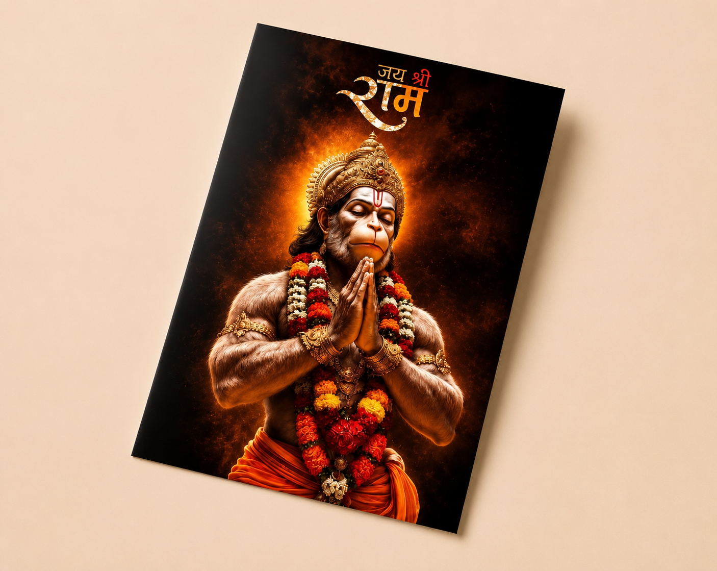 Jai Shri Ram Hanuman Metal Sheet Wall Decor – A4 Size